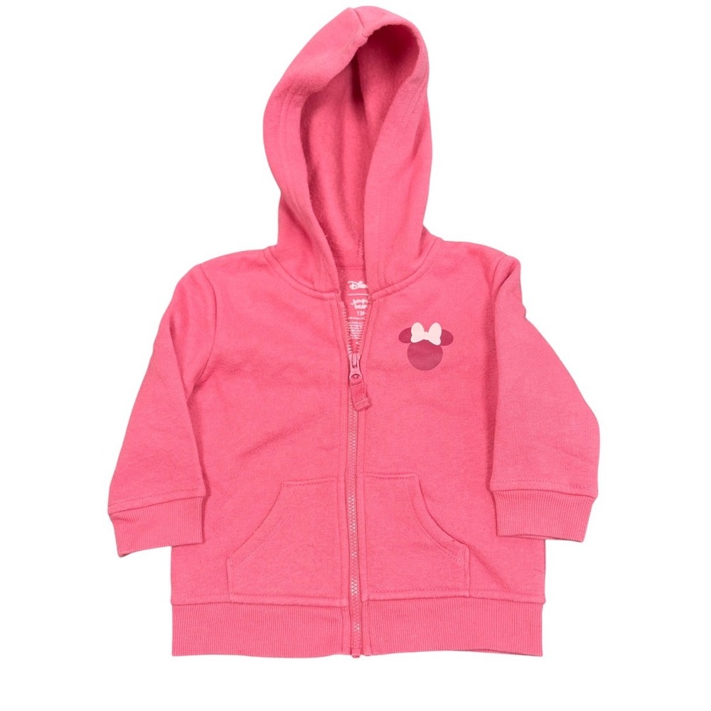 Disney Jumping Beans Hoodie Baby Girl 12M Pink Cotton Blend Minnie Mouse Zip Up